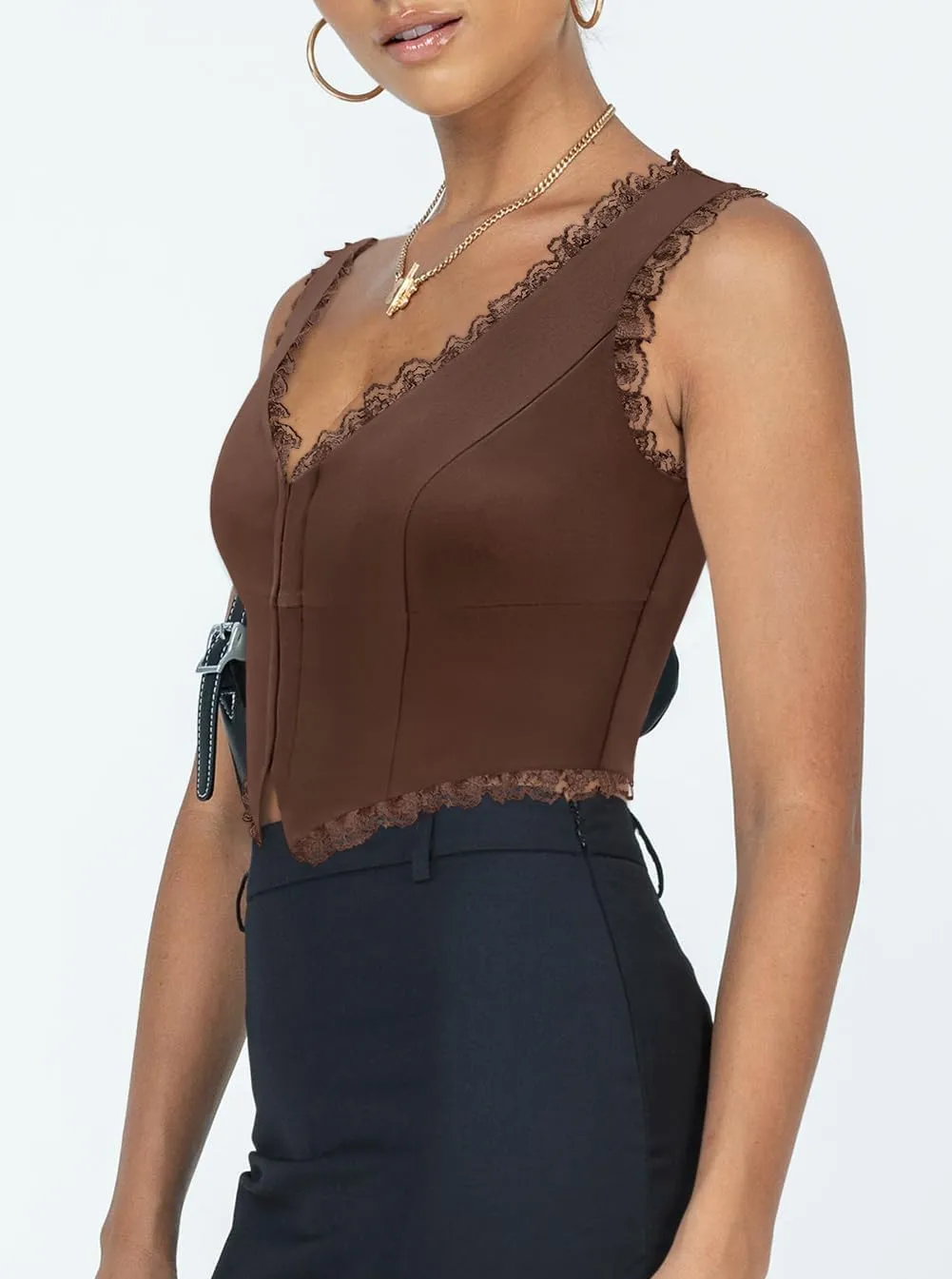 Sexy Lace Top for Women Summer V Neck Sleeveless Y2K Going Out Corset Tank Tops