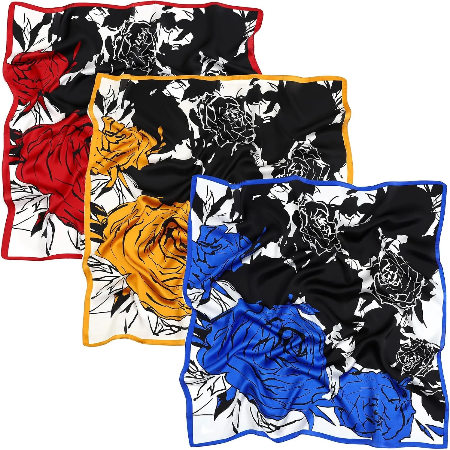 STARWHISPER 27" Square Head Scarf for Women Silk Feeling Satin Scarf Women Fashion Silk Scarf for Wrapping Hair