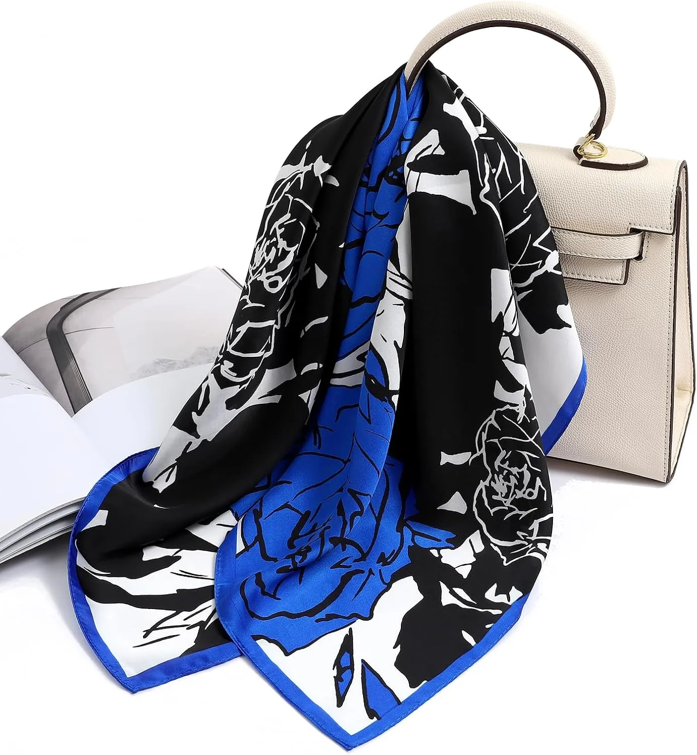 STARWHISPER 27" Square Head Scarf for Women Silk Feeling Satin Scarf Women Fashion Silk Scarf for Wrapping Hair