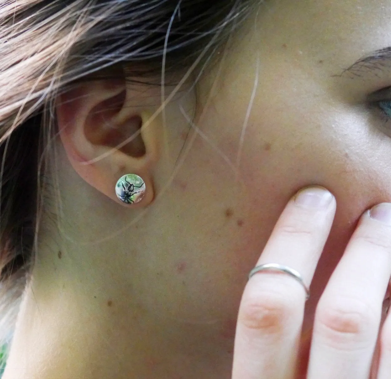 Sterling Silver Ant Insect Stud Earrings