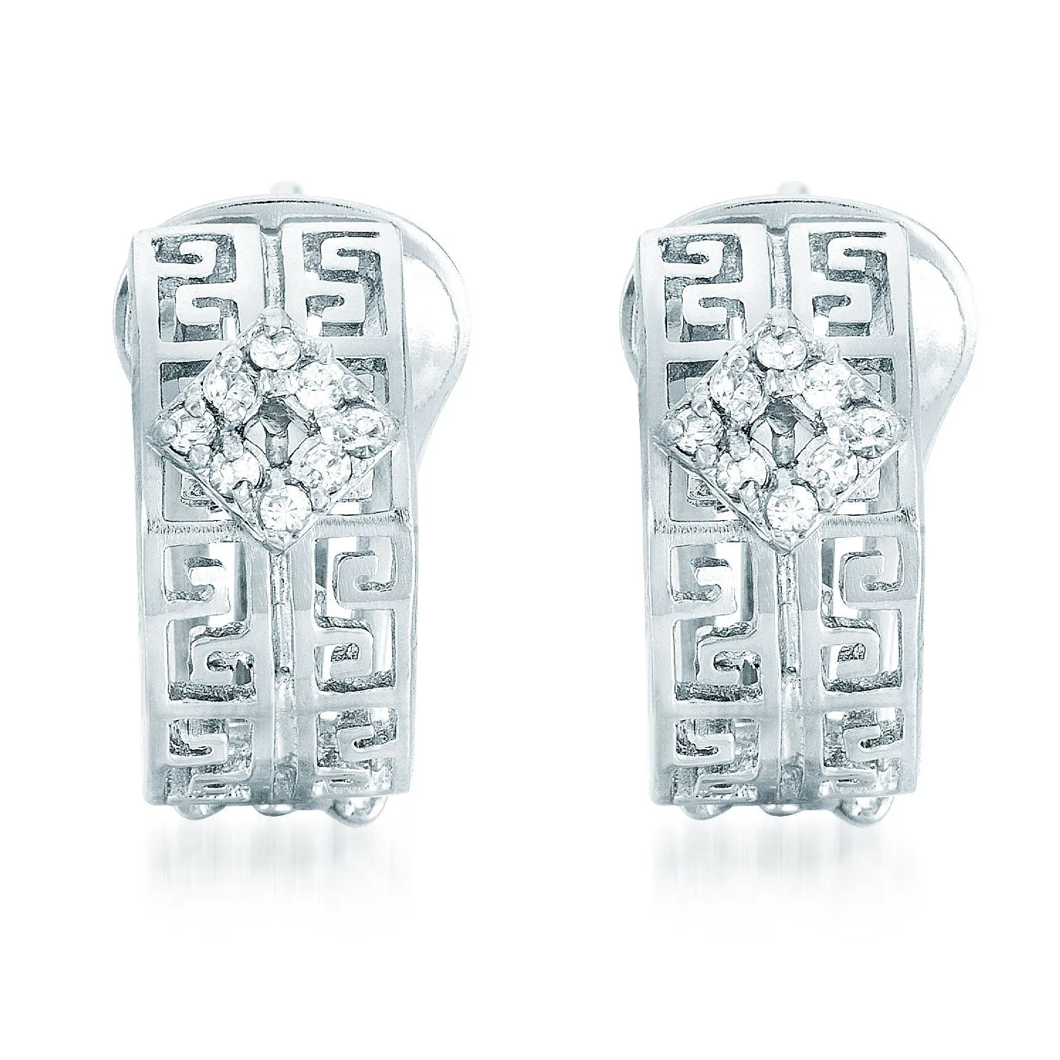 Sterling Silver Cubic Zirconia Maze Earrings