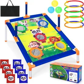 Subao Bean Bag Toss Game,3 in 1 Cornhole Set,Kids Outdoor Games,Sports & Outdoors Play Toys for Toddler Boys Girls 3 4 5 6 7 8 9,Ring Toss Game for Yard Lawn Party Family,Toys Gifts for Kids Age 3 