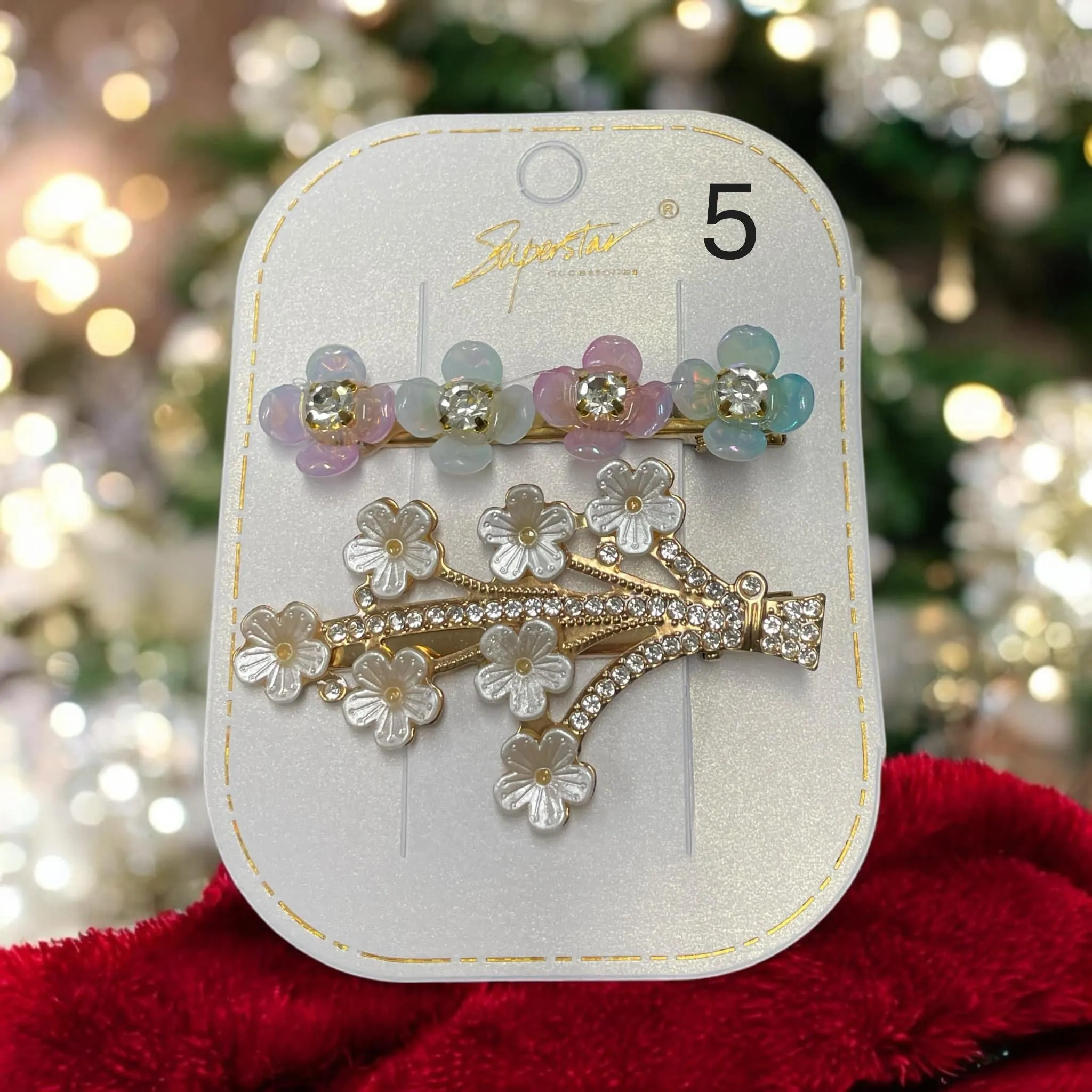 Superstar Bejeweled - Rhinestone & Flower Hair Clips
