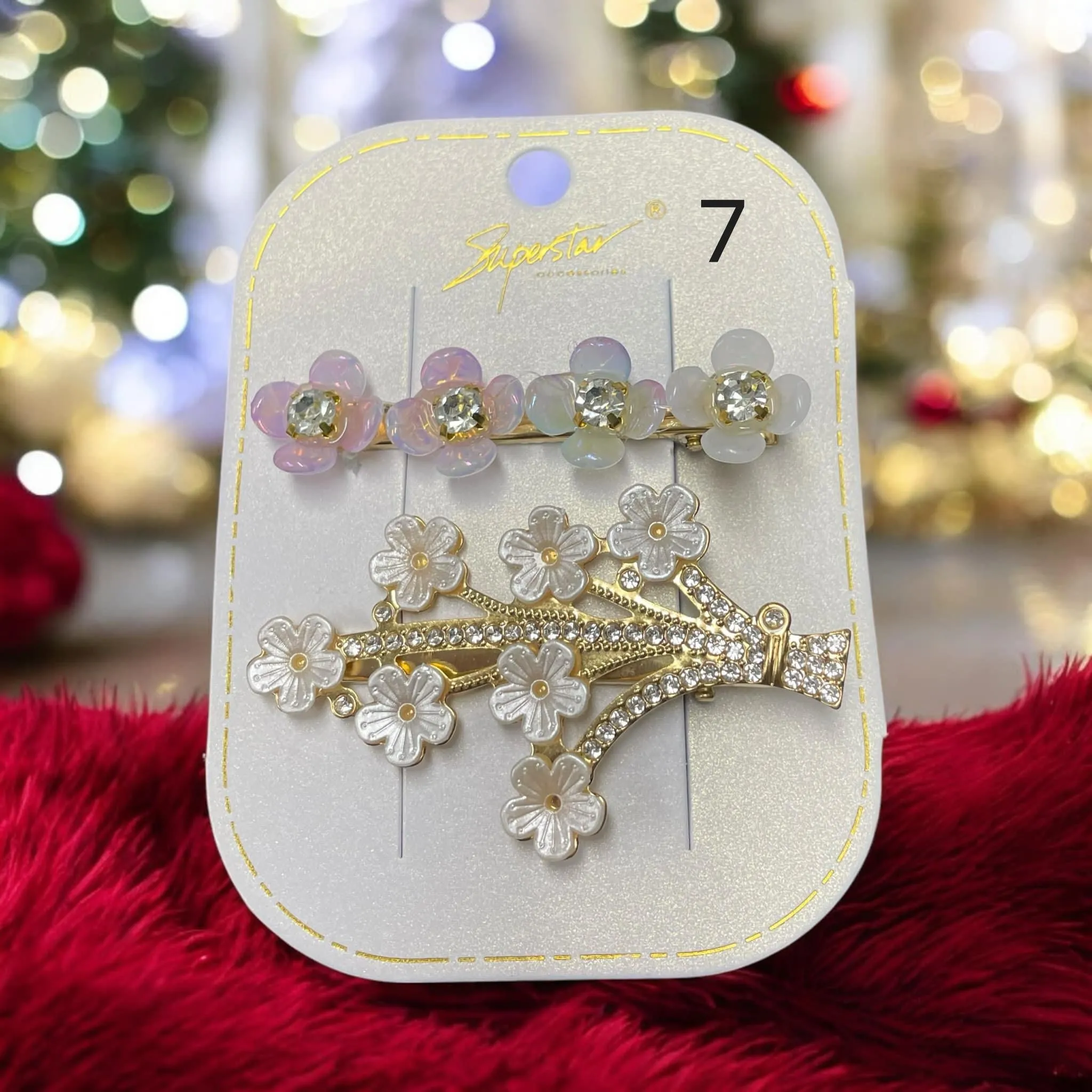 Superstar Bejeweled - Rhinestone & Flower Hair Clips