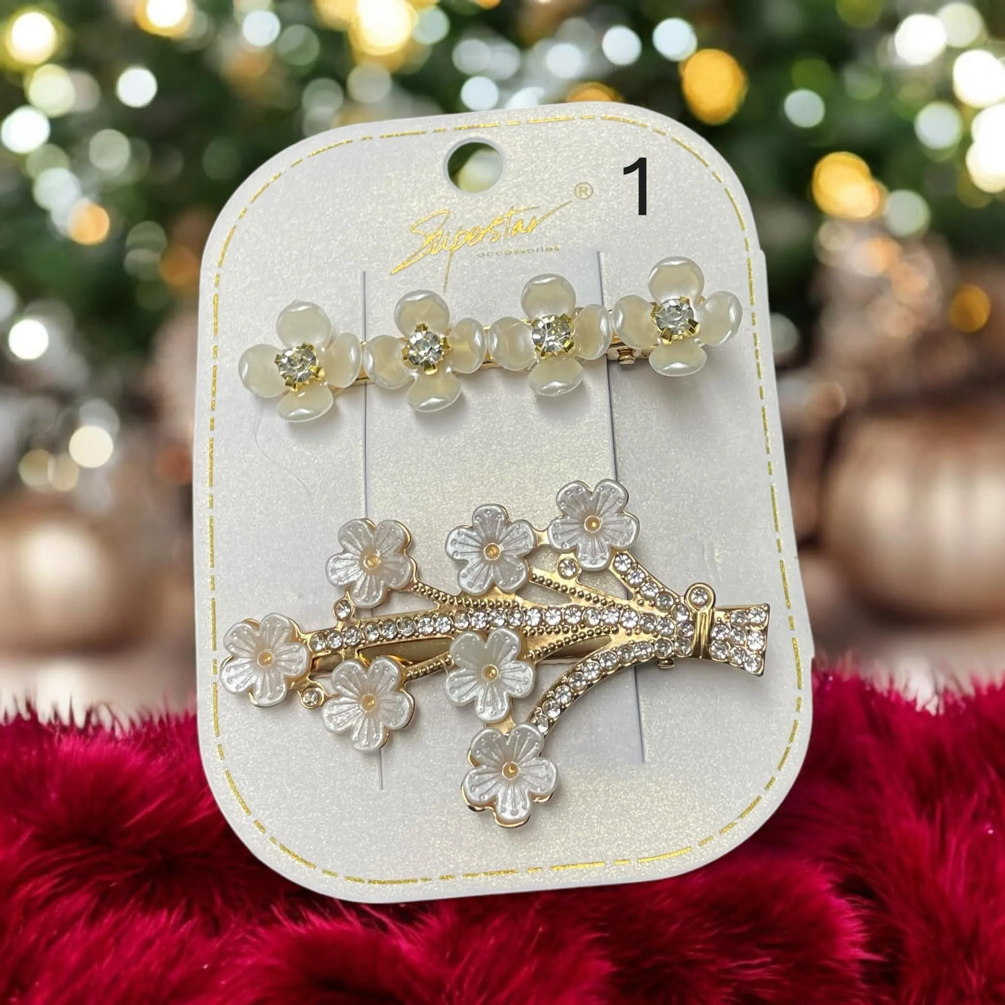 Superstar Bejeweled - Rhinestone & Flower Hair Clips