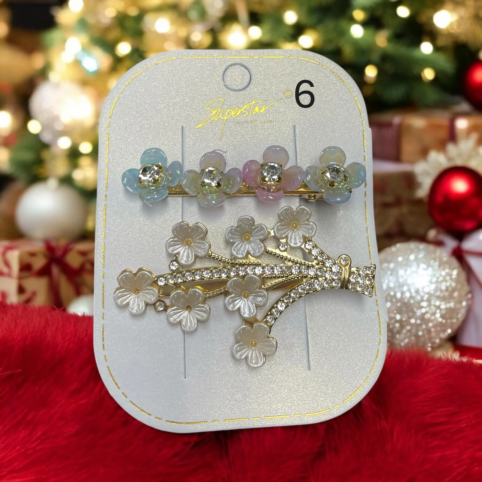 Superstar Bejeweled - Rhinestone & Flower Hair Clips