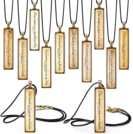Sureio Spanish Christian Gifts for Men Women Christian Necklace Bulk Vintage Bible Verse Bar Necklaces Inspirational Religious Jewelry for Pastor Church Gifts First Communion Sunday School VBS