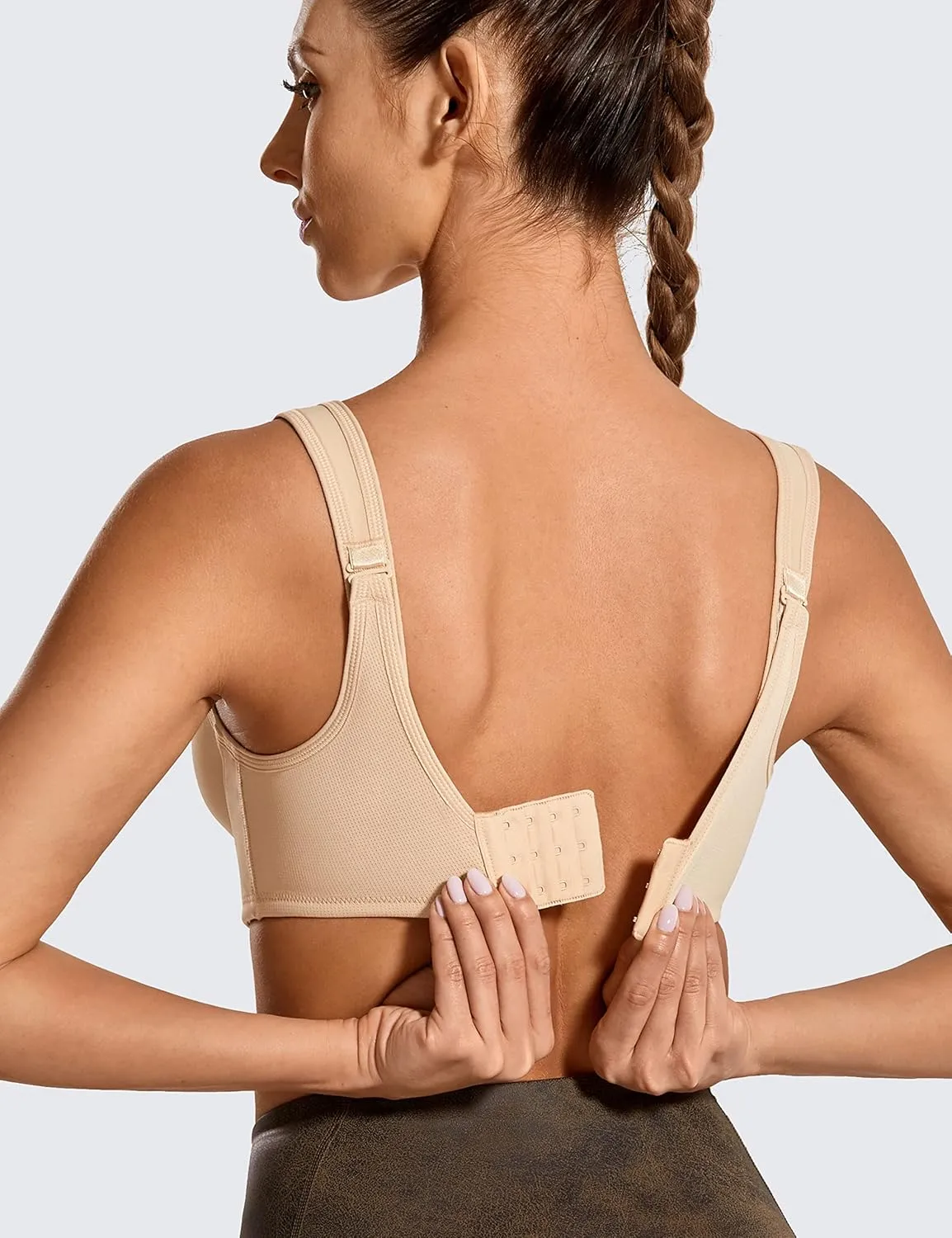 SYROKAN Women's Max Control Underwire Sports Bra High Impact Plus Size with Adjustable Straps Unlined Bra