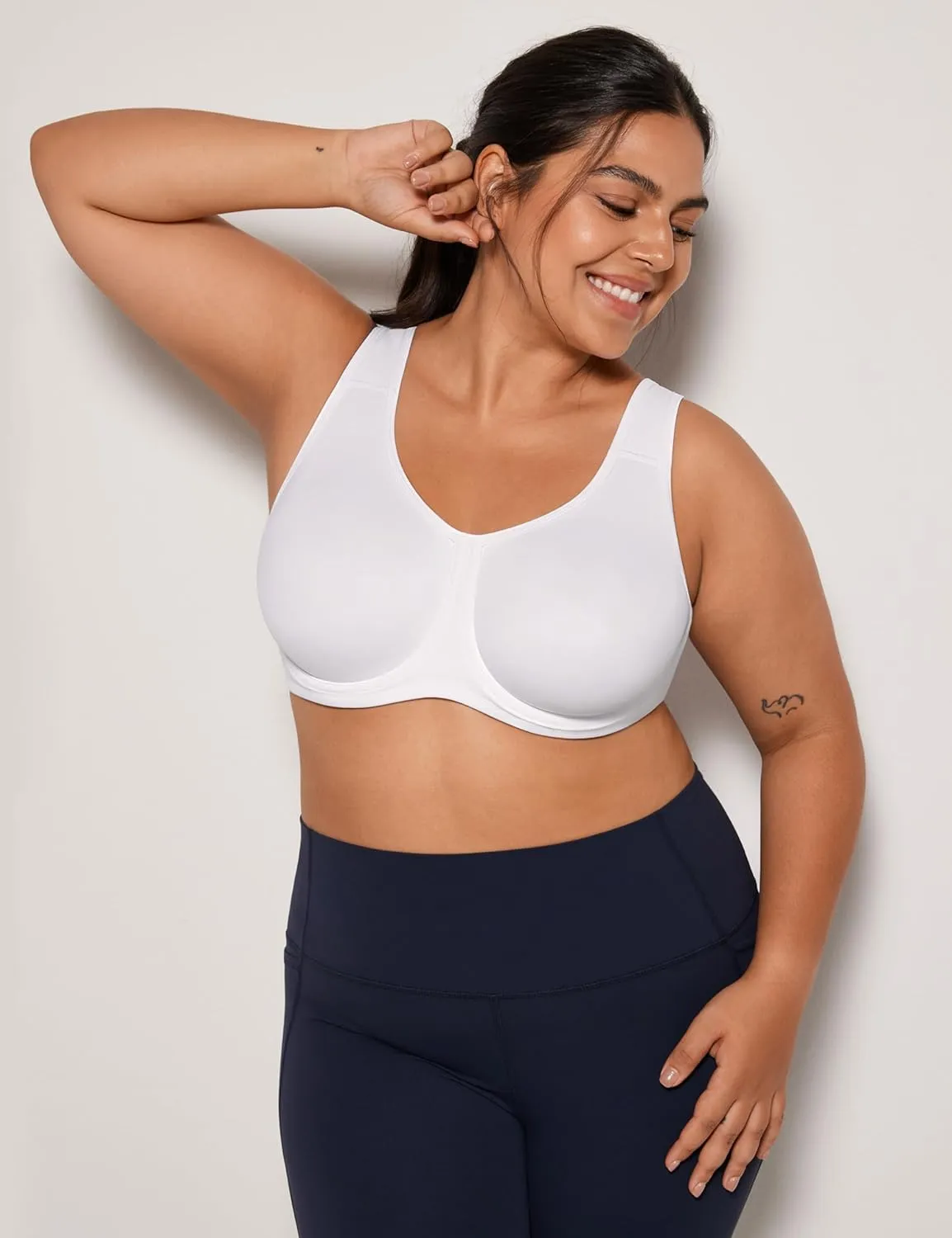 SYROKAN Women's Max Control Underwire Sports Bra High Impact Plus Size with Adjustable Straps Unlined Bra