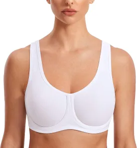SYROKAN Women's Max Control Underwire Sports Bra High Impact Plus Size with Adjustable Straps Unlined Bra