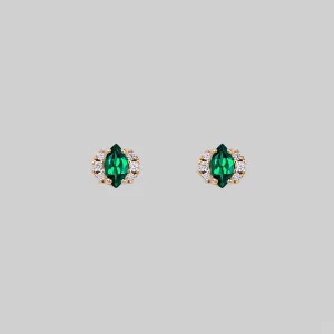 TALIA. Green Quartz Cluster Stud Gold Earrings