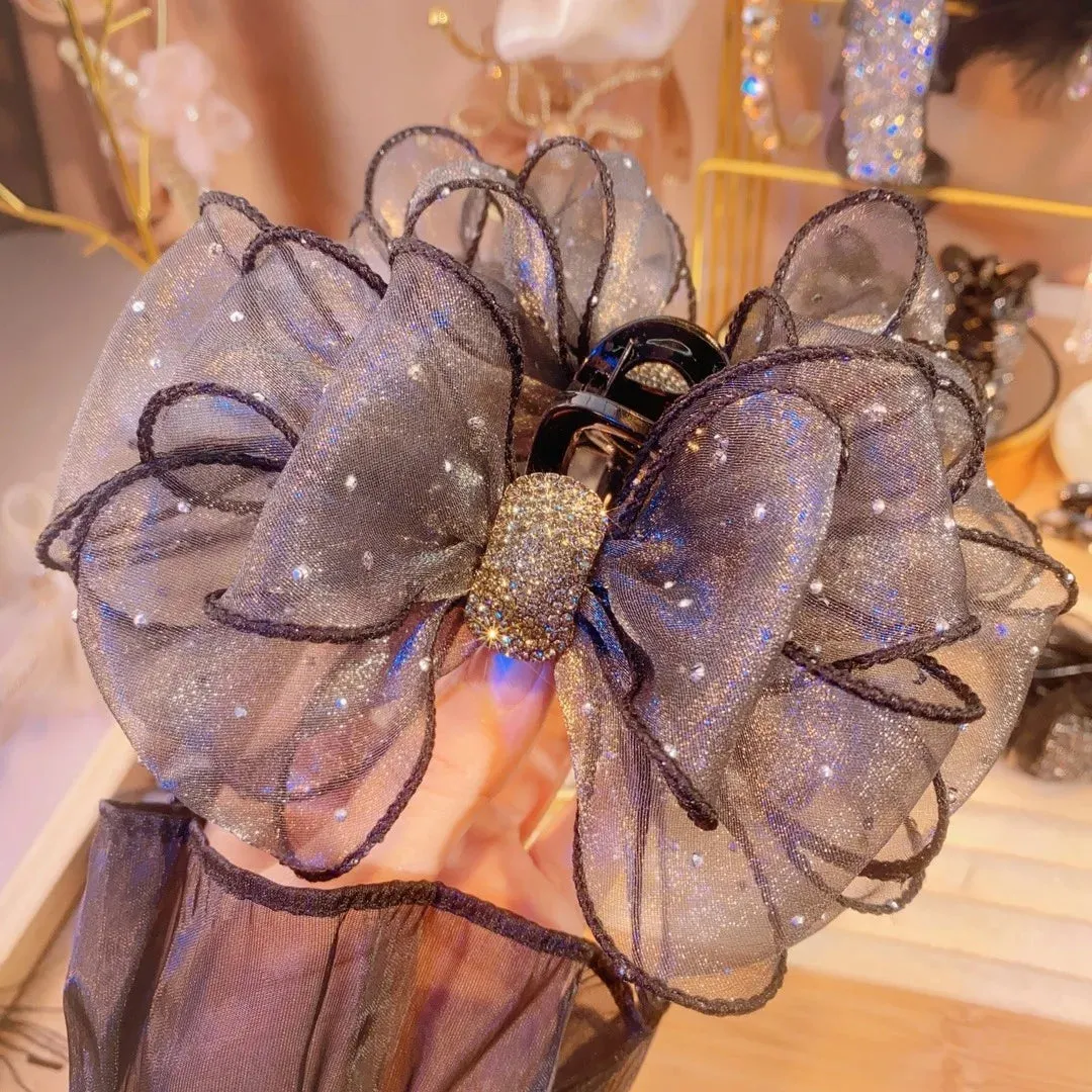 TEEK - Lace Mesh Butterfly Ribbon Bow Hair Claw