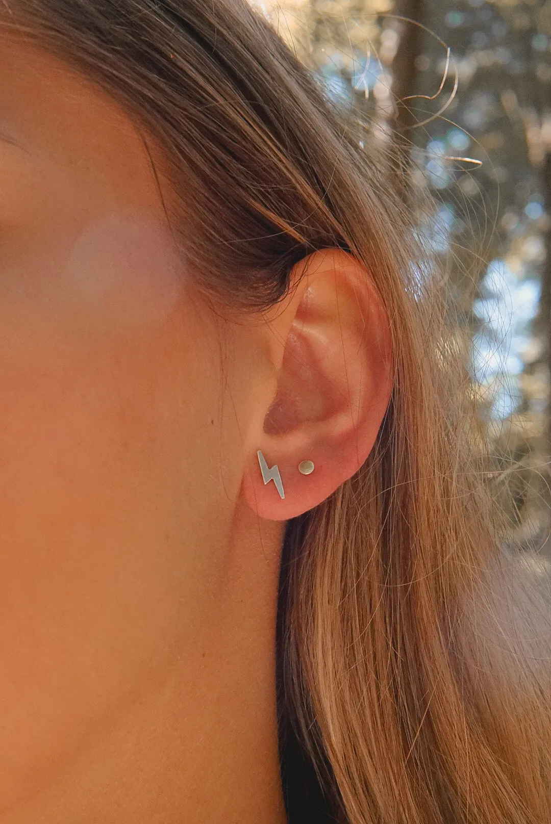 Tiny Circle Stud Earrings in Sterling Silver