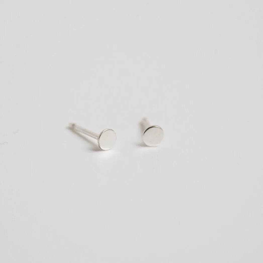 Tiny Circle Stud Earrings in Sterling Silver