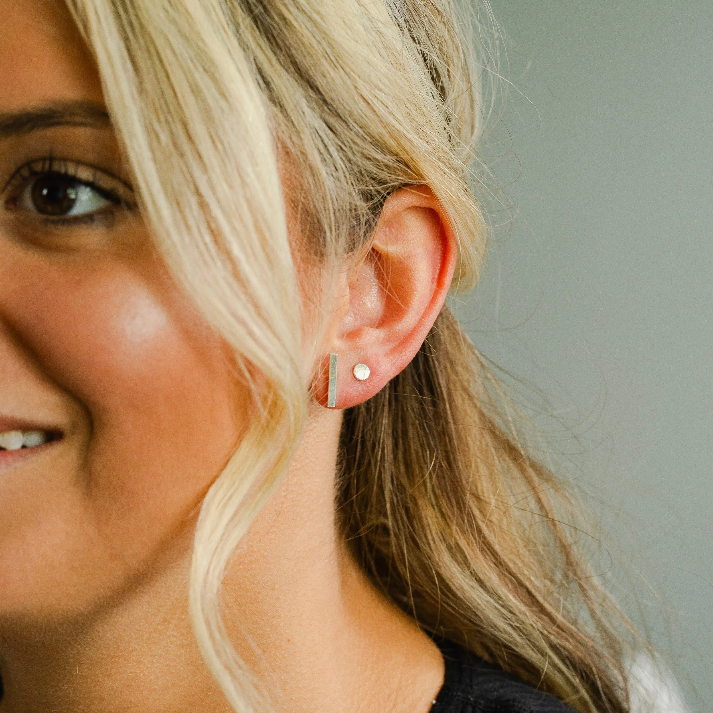 Tiny Circle Stud Earrings in Sterling Silver