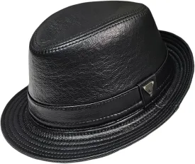Unisex Leather Trilby Hat Fedora Hats for Men Classic Jazz Hat Gentleman Vintage Retro Panama Cap Fashion Accessory