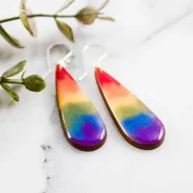Watercolor Drop Earrings in Rainbow