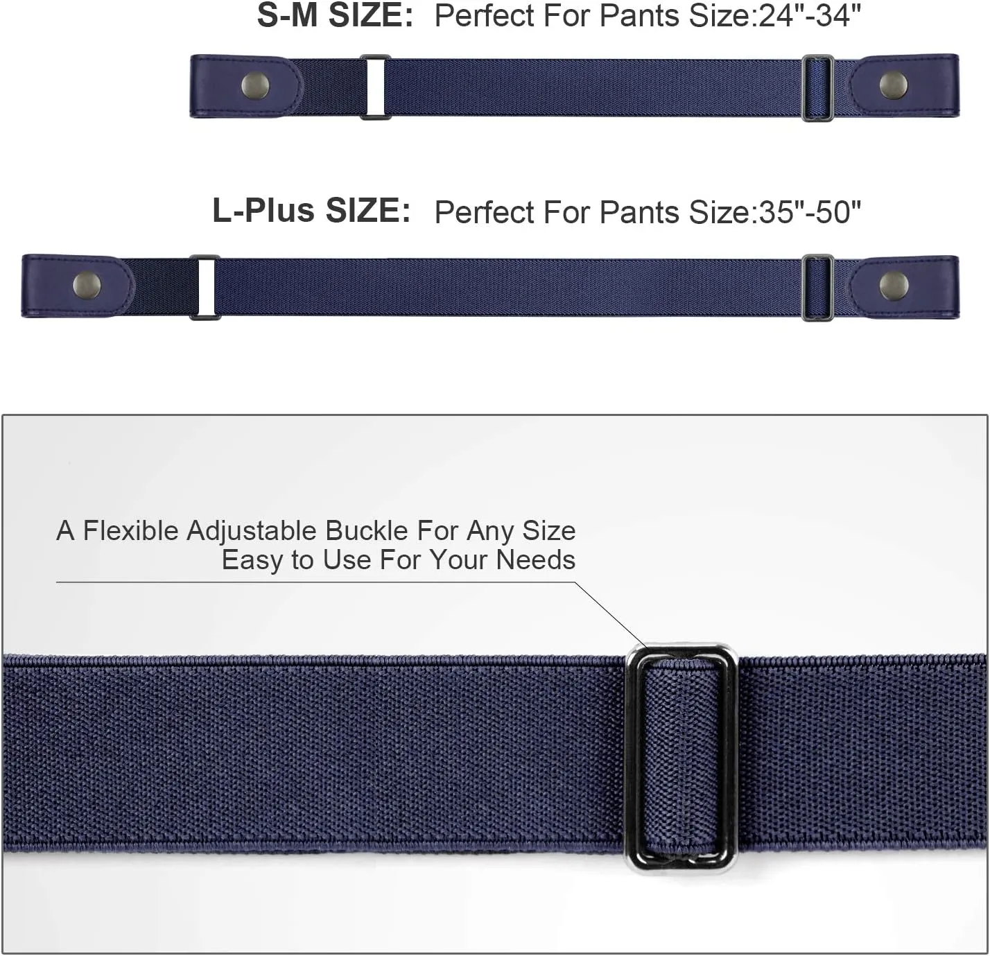 WHIPPY Buckle Free Comfortable Elastic Belt for Women or Men, Buckle-less No Bulge No Hassle Invisible Belts