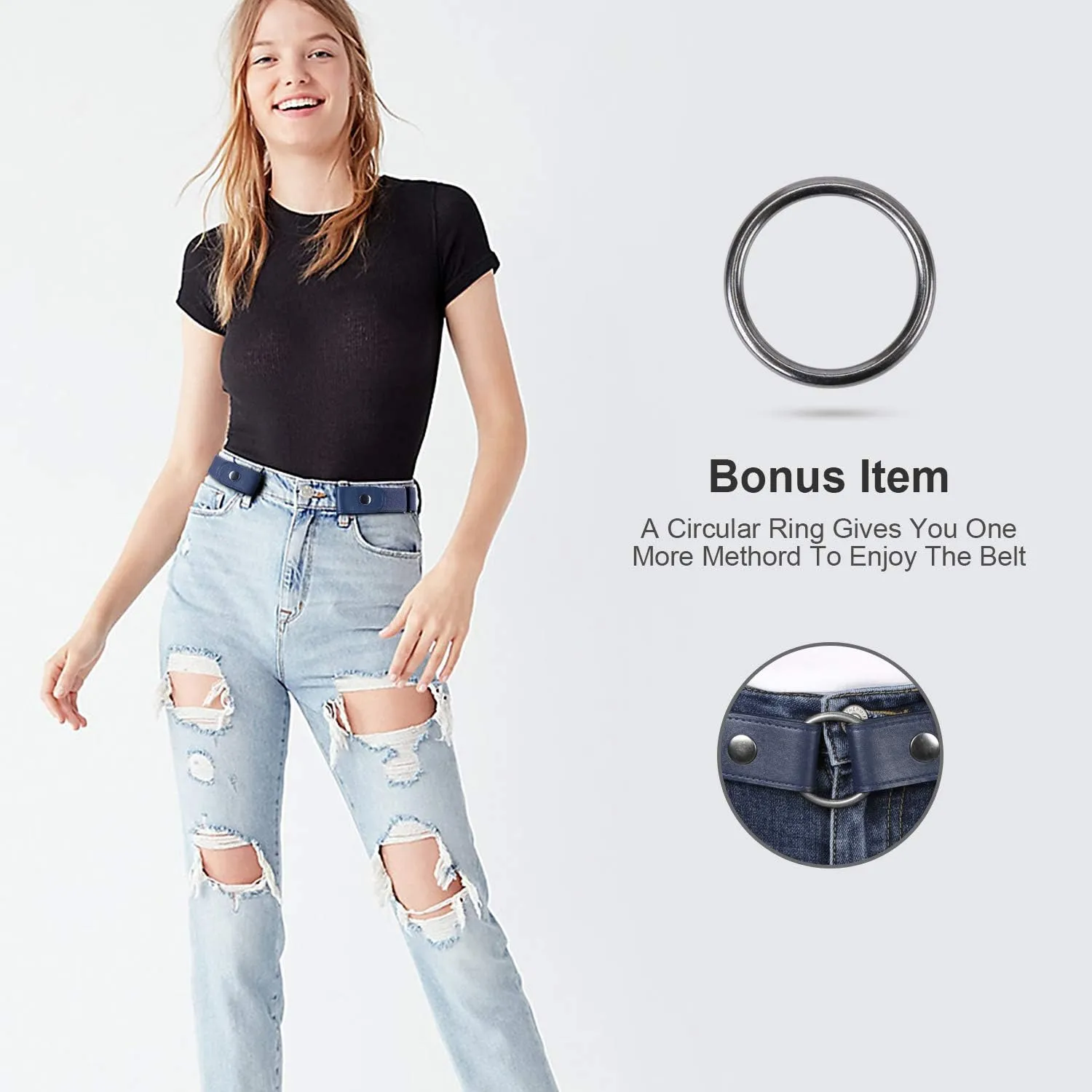 WHIPPY Buckle Free Comfortable Elastic Belt for Women or Men, Buckle-less No Bulge No Hassle Invisible Belts