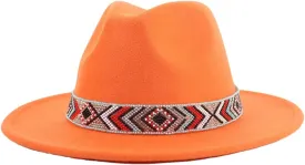 Women Fedoras Accessories Colorful Beads Wide Edge Jazz Hat Men Panama Hat Sombrero 6 L59-61cm