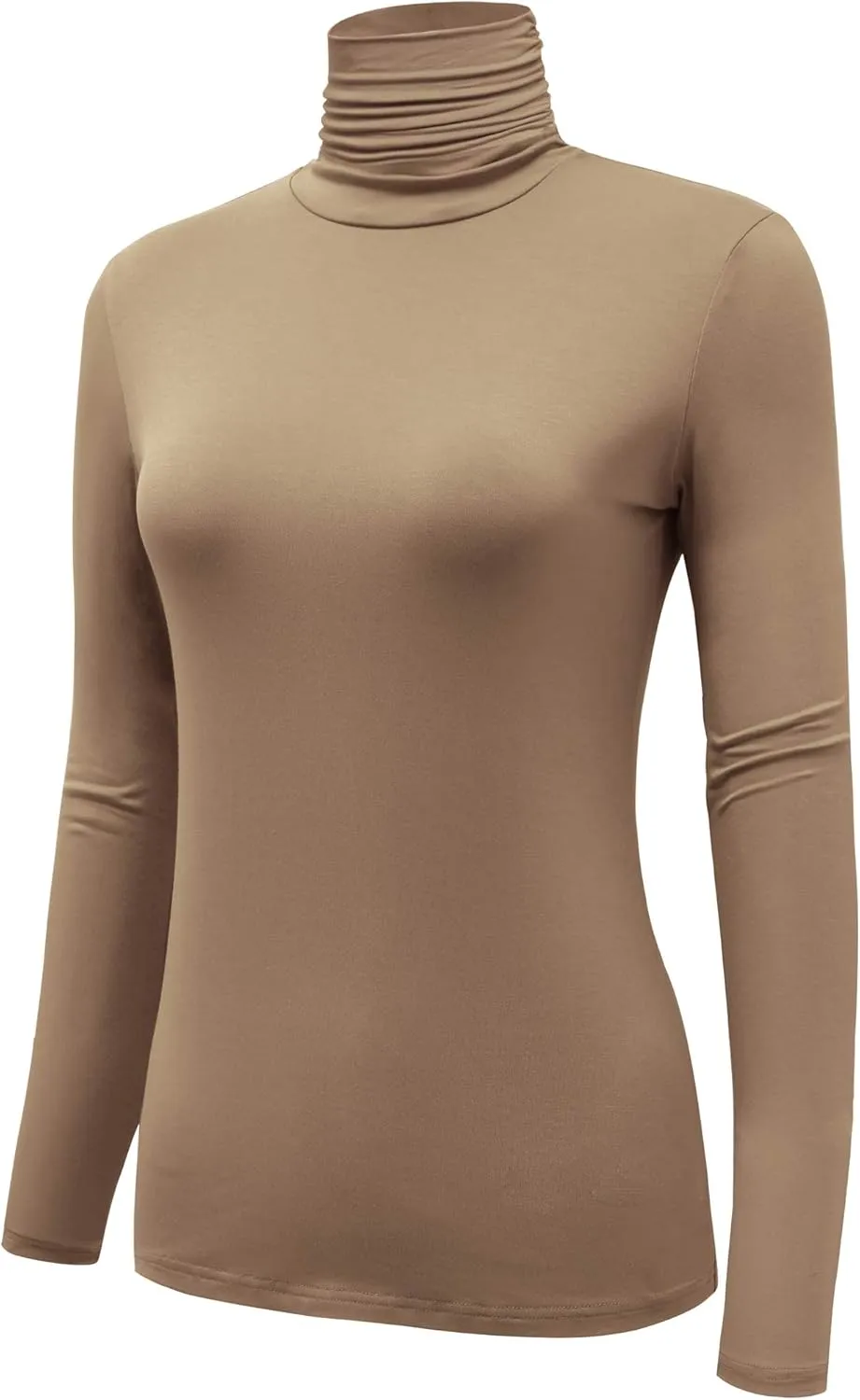 Women's Long Sleeve Lightweight Turtleneck Top Slim Fit Pullover T-Shirt (S-XXL)