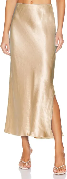 Womens Satin Silk Maxi Slit Skirt Elastic Waistband Maxi Long Satin Slit Skirts for Women