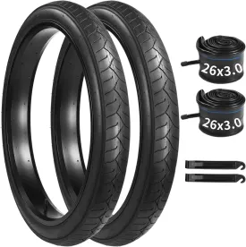 yeesport Fat Bike Tire 26x3.0, 2 Pack 26x3 Bike Tire with 26x3.0 Bike Tube  Heavy Duty Wear-Resistant 26 x 3 Ebike Tire for Electric Bicycle, Mountain, Snow, and Urban Commuting