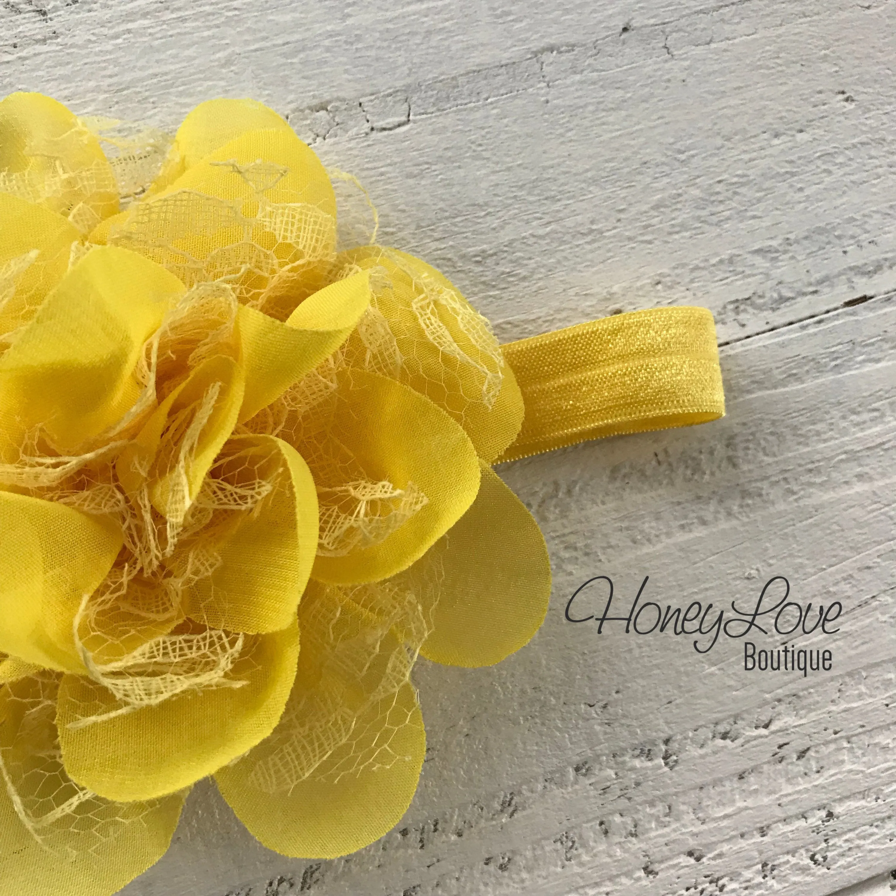 Yellow Lace and Chiffon Layered Flower headband